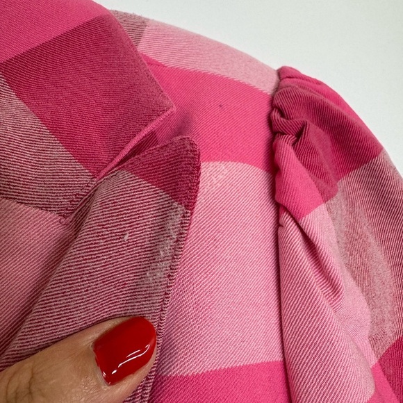 Autres Filles Pink Plaid puff shoulder Women's Blazer size small - Picture 7 of 9
